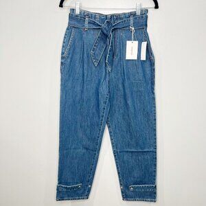 Good American Paperbag Waist Tapered Leg Jeans NWT Size 0 A3